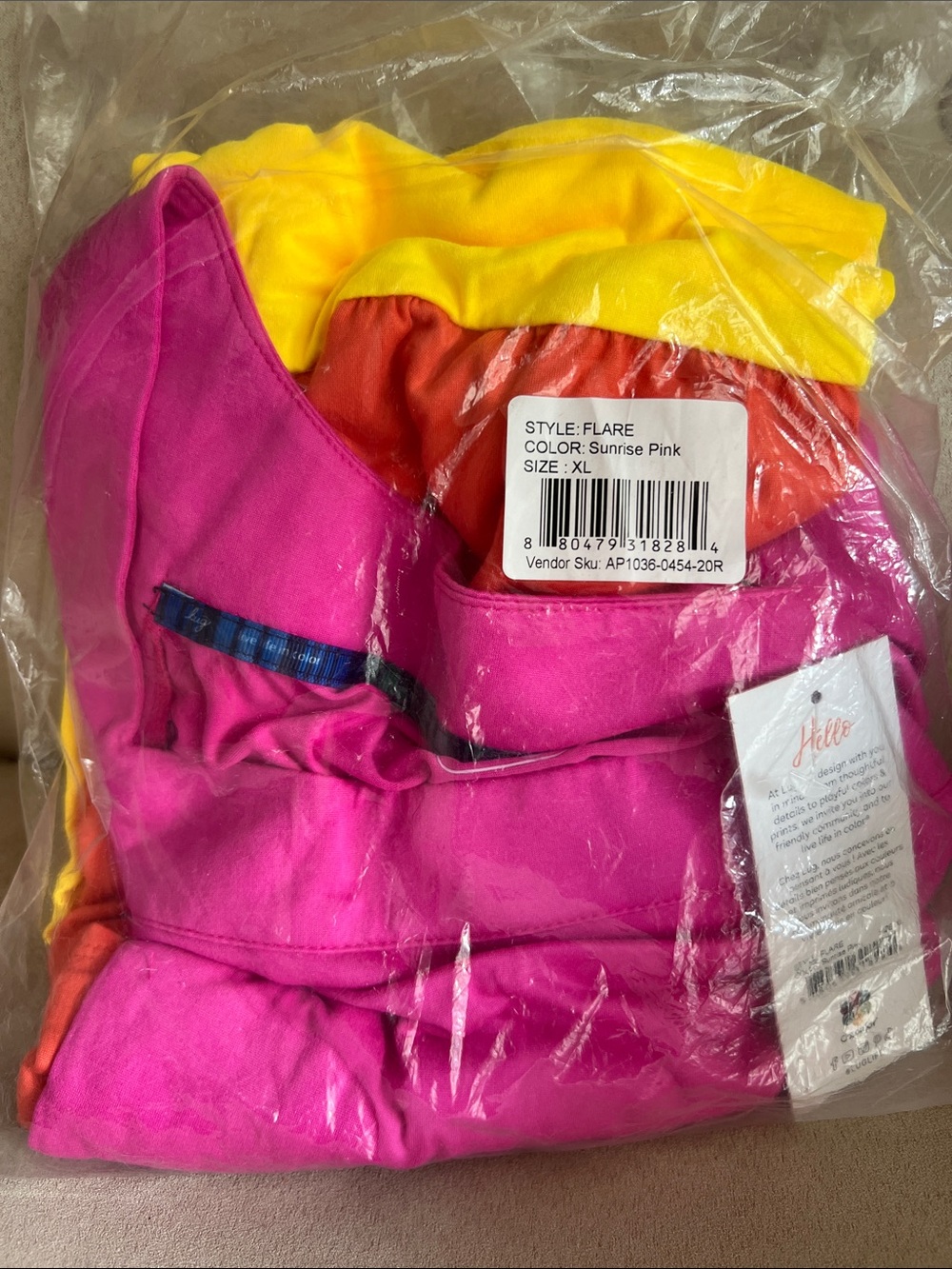 NWT Lug Flare Colorblock Dress in Sunrise Pink: Size XL. 🩷🧡💛